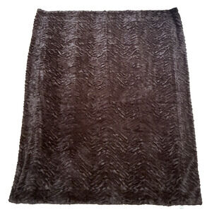 Royal Velvet Brown Faux Fur Throw Lap Blanket 58" x 48"